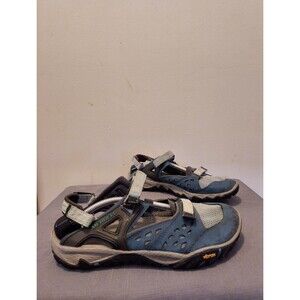 Merrell Women's 9 Blue Leather Hook & Loop Vibram Sole Trekking Sandals Shoes
